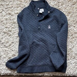 Quilted Blue Penguin Pullover Sweatshirt